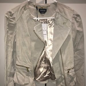 Bebe Asym Zip Peplum Suede Jacket